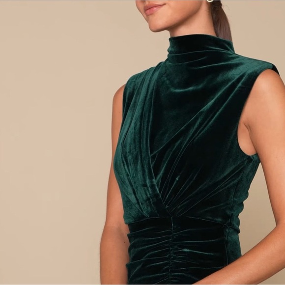 Lulu's Dark Green Velvet Maxi Dress - Picture 4 of 9